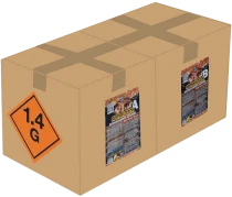 Фейерверк салют «Армагеддон» 300 залпов, 1.25" калибр (в двух коробках) Фейерверк салют «Армагеддон» 300 залпов, 1.25" калибр (в двух коробках)